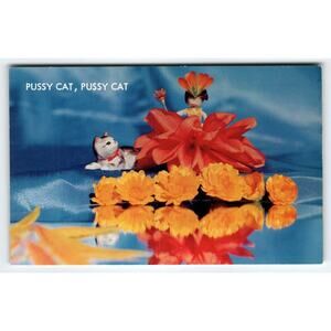 Cat Comical Postcard Kitten Flowers Women Weird Nursery Card Willard Luce